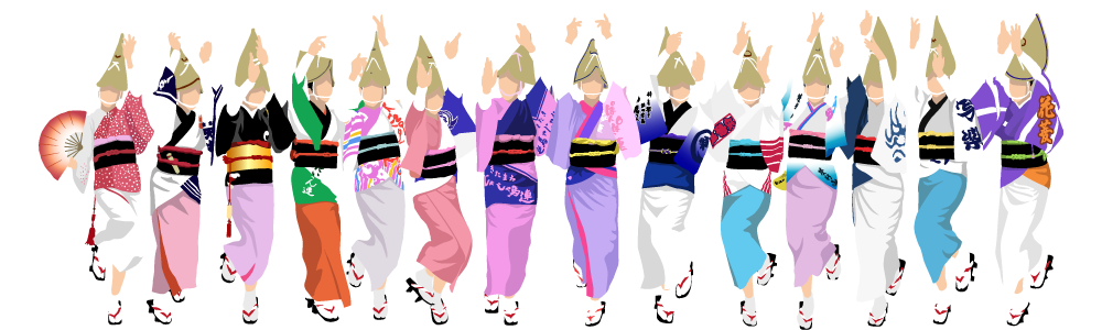 出演連の女踊りイラスト